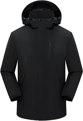 Men's Hooded Jacket Zipper Lightweight Waterproof Outdoor Raincoat Jacket for Hiking Travel Rain Jacket with Pockets