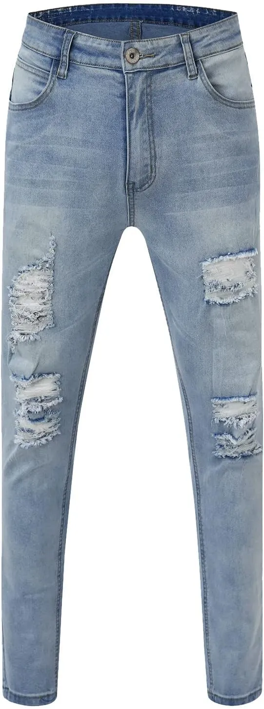 Mens Jeans Bootcut Men's Black Stacked Jeans Ripped Jeans Regular Fit Patch Distressed Destroyed Denim Streetwear Pant
