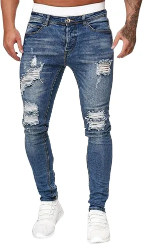 Mens Jeans Bootcut Men's Black Stacked Jeans Ripped Jeans Regular Fit Patch Distressed Destroyed Denim Streetwear Pant