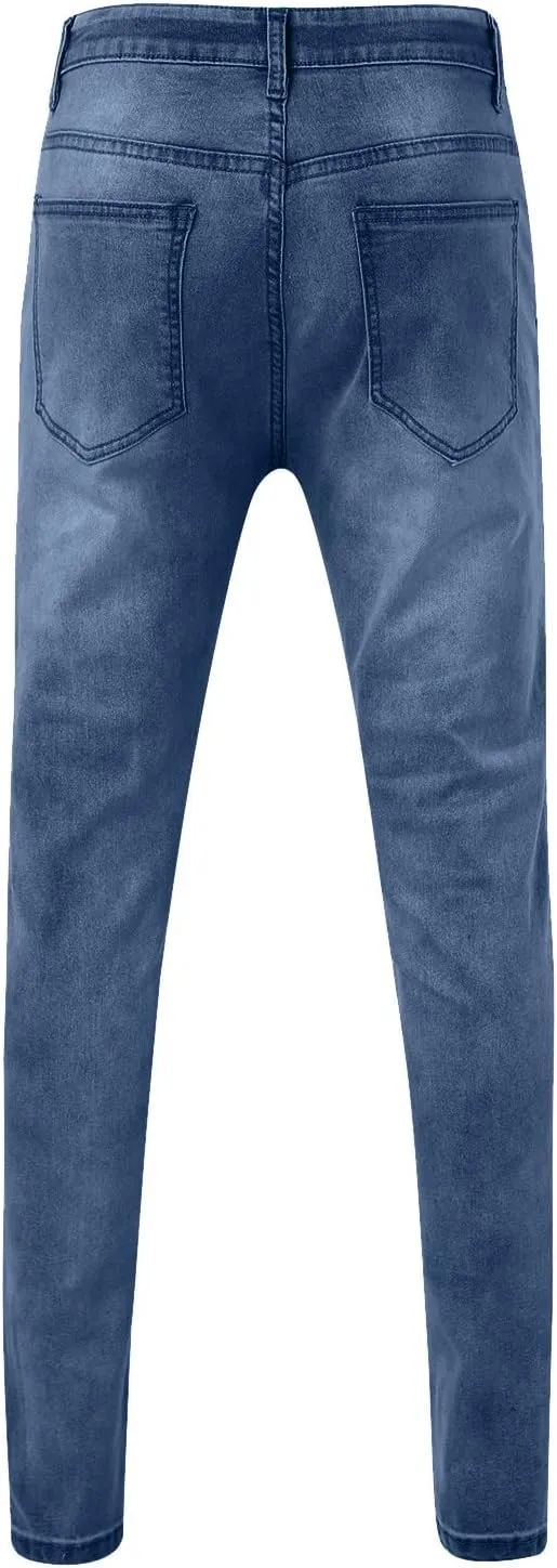 Mens Jeans Bootcut Men's Black Stacked Jeans Ripped Jeans Regular Fit Patch Distressed Destroyed Denim Streetwear Pant