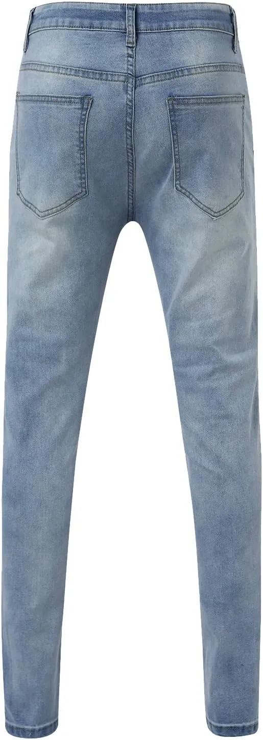 Mens Jeans Bootcut Men's Black Stacked Jeans Ripped Jeans Regular Fit Patch Distressed Destroyed Denim Streetwear Pant