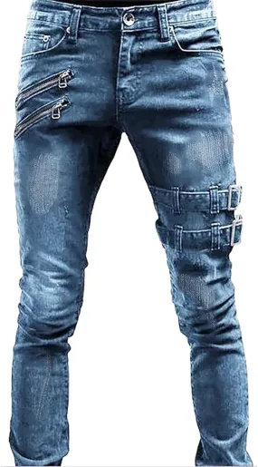 Mens Jeans Bootcut Men's Black Stacked Jeans Ripped Jeans Regular Fit Patch Distressed Destroyed Denim Streetwear Pant