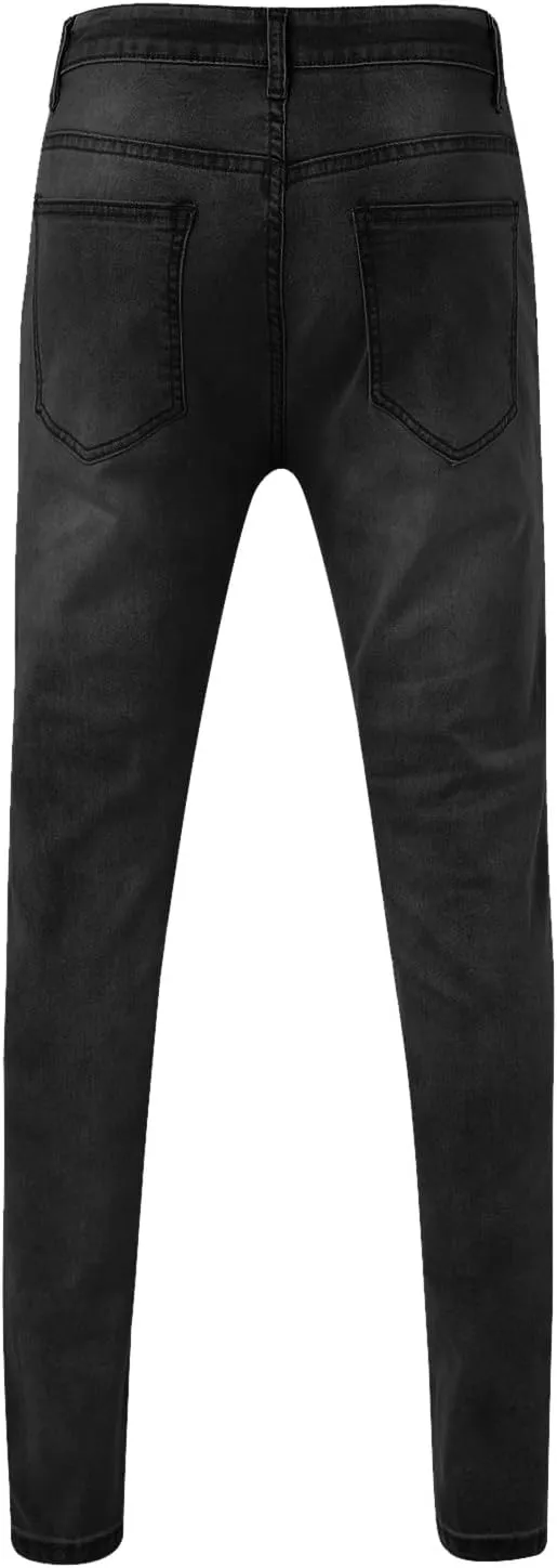 Mens Jeans Bootcut Men's Black Stacked Jeans Ripped Jeans Regular Fit Patch Distressed Destroyed Denim Streetwear Pant