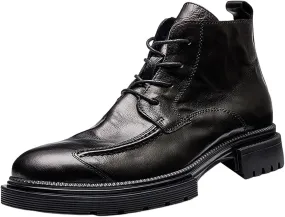 Men's Large Size High Top Chukka Boot Lace Up Ankle Boots Thick Bottom Short Boots Leather Water Proof Mens Dressy