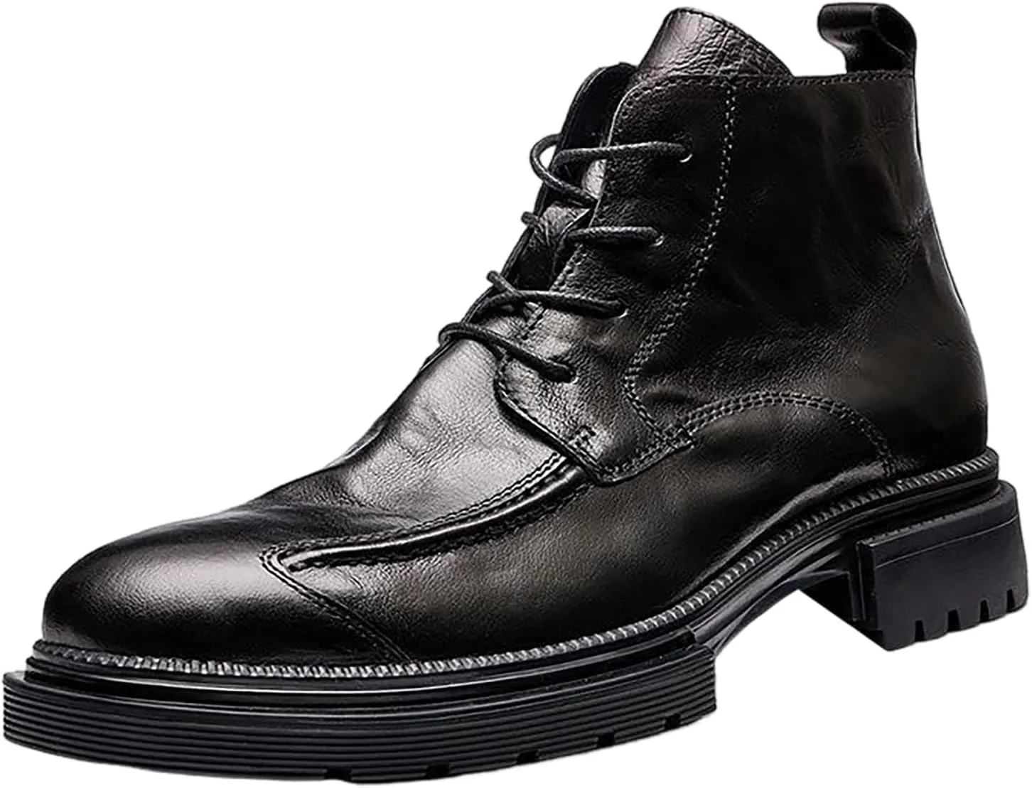 Men's Large Size High Top Chukka Boot Lace Up Ankle Boots Thick Bottom Short Boots Leather Water Proof Mens Dressy