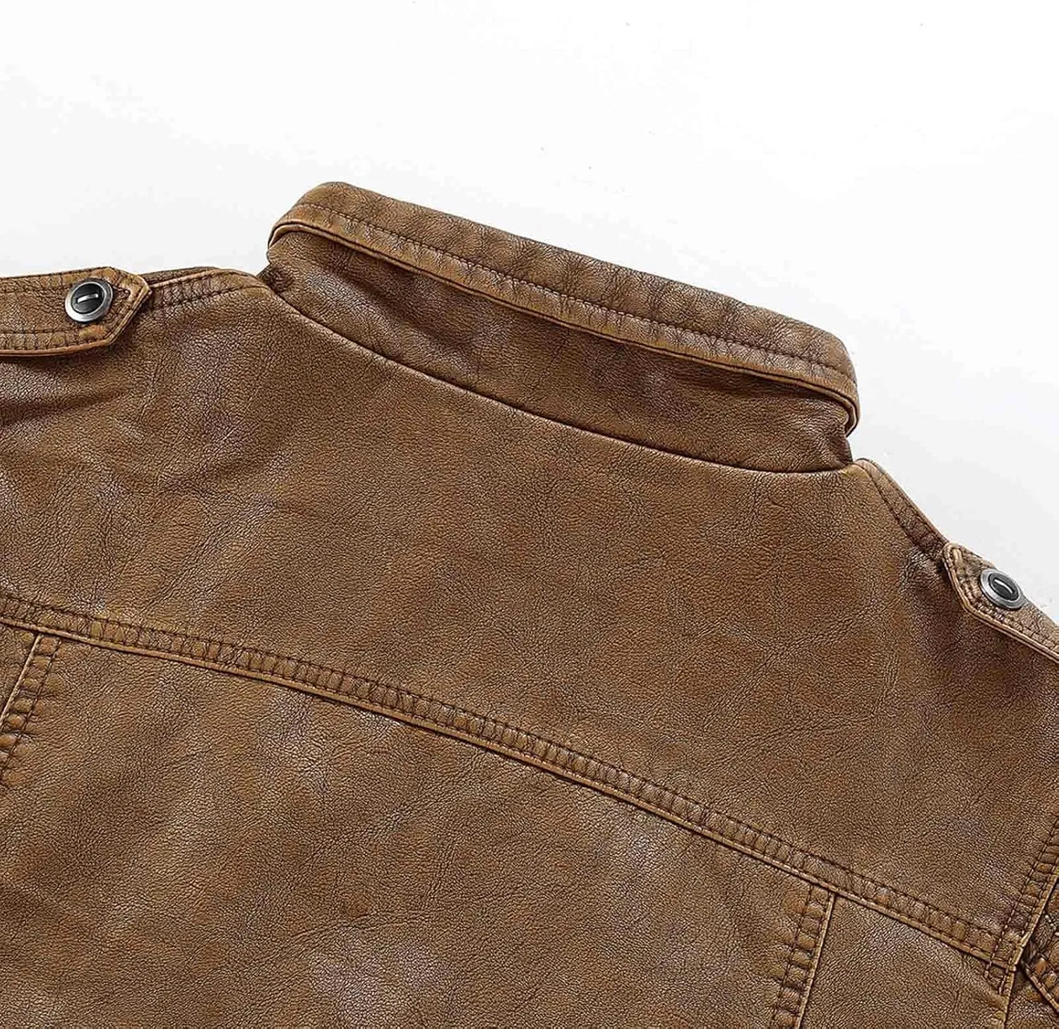 Mens Leather Jacket Stand Collar Moto Jacket Vintage Motorcycle Jacket Zip up Biker Jacket Casual Faux Leather Jacket