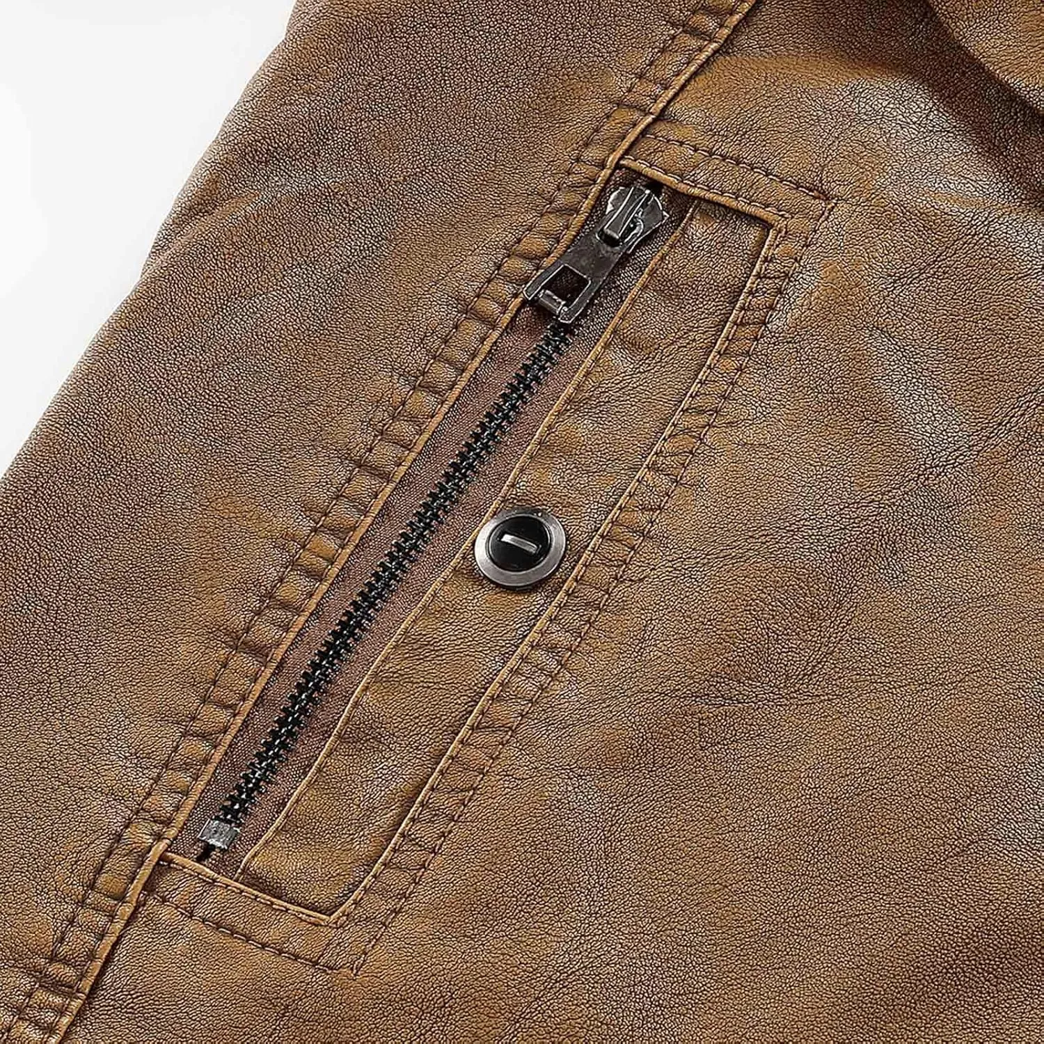 Mens Leather Jacket Stand Collar Moto Jacket Vintage Motorcycle Jacket Zip up Biker Jacket Casual Faux Leather Jacket
