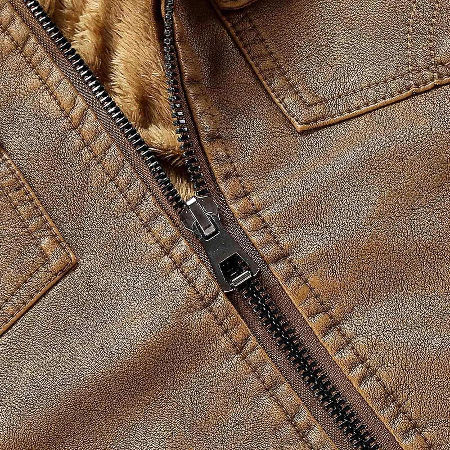 Mens Leather Jacket Stand Collar Moto Jacket Vintage Motorcycle Jacket Zip up Biker Jacket Casual Faux Leather Jacket
