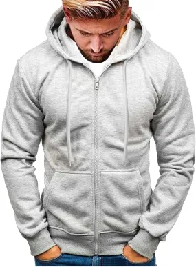 Mens Lightweight Zip Up Hoodie Drop Shoulder Long Sleeve Oversized Jacket Teens Trendy Fashion Athletic Fleece Tops