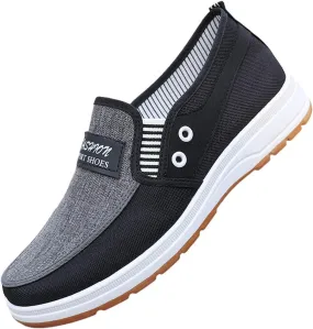 Mens Loafers & Slip-Ons Fashion All Season Men Casual Shoes Flat Non Slip Soles Canvas Lightweight Slip On