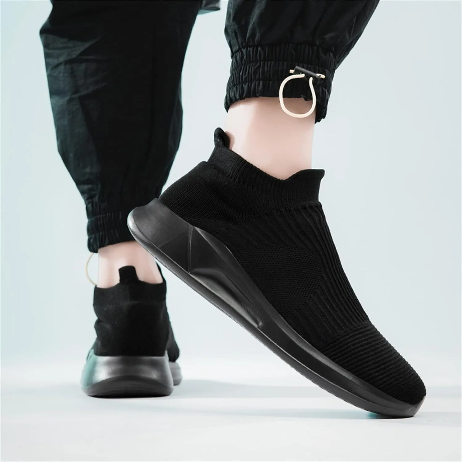 Mens Loafers & Slip-Ons Fashion Spring and Summer Men Sports Shoes Flat Bottom Lightweight Slip On Fly Woven Mesh