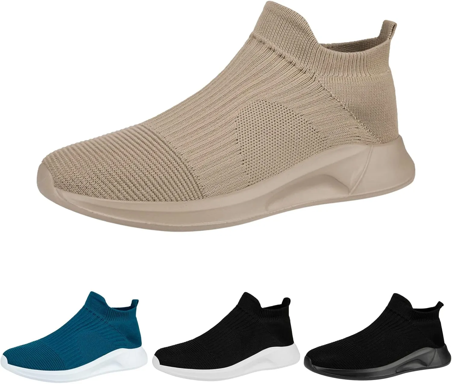 Mens Loafers & Slip-Ons Fashion Spring and Summer Men Sports Shoes Flat Bottom Lightweight Slip On Fly Woven Mesh