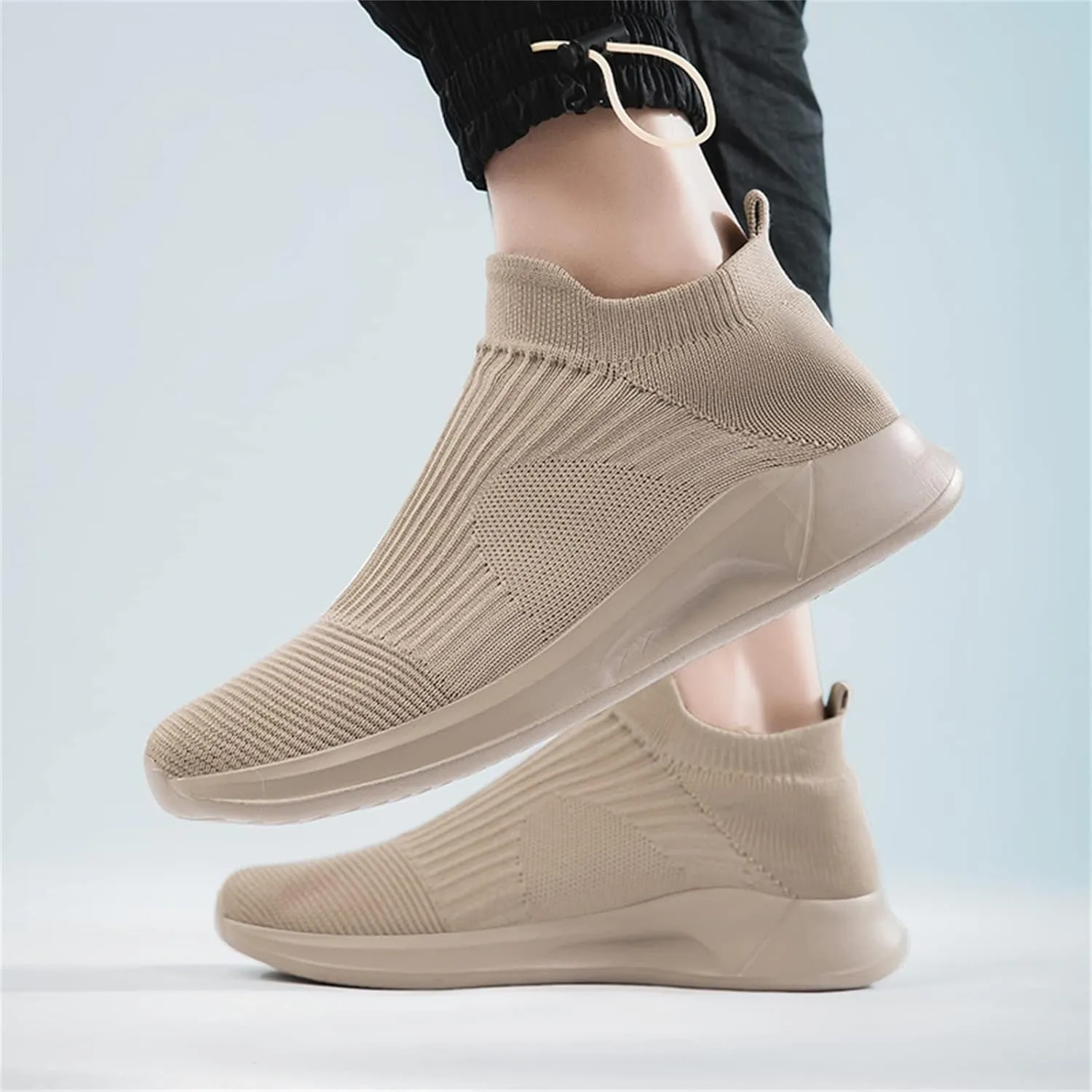 Mens Loafers & Slip-Ons Fashion Spring and Summer Men Sports Shoes Flat Bottom Lightweight Slip On Fly Woven Mesh