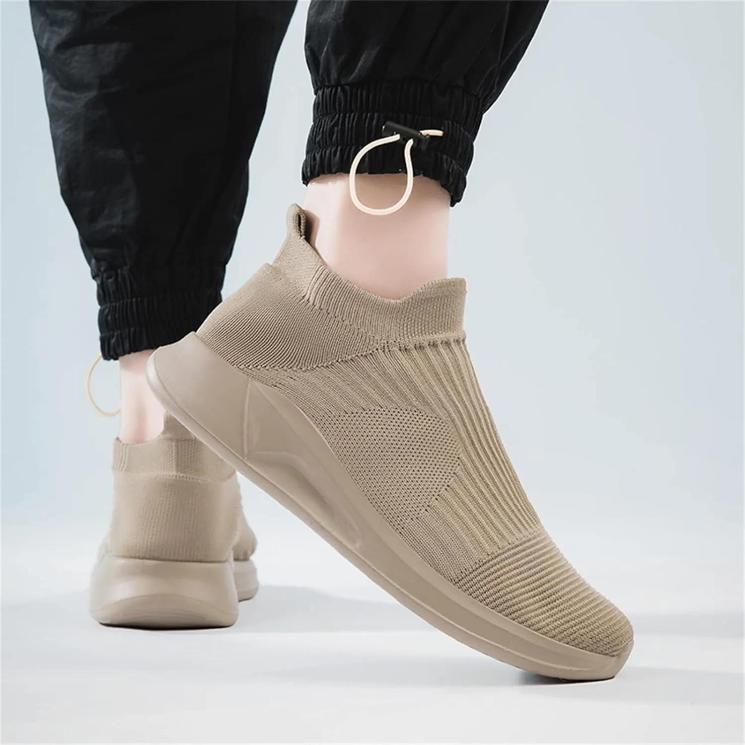 Mens Loafers & Slip-Ons Fashion Spring and Summer Men Sports Shoes Flat Bottom Lightweight Slip On Fly Woven Mesh