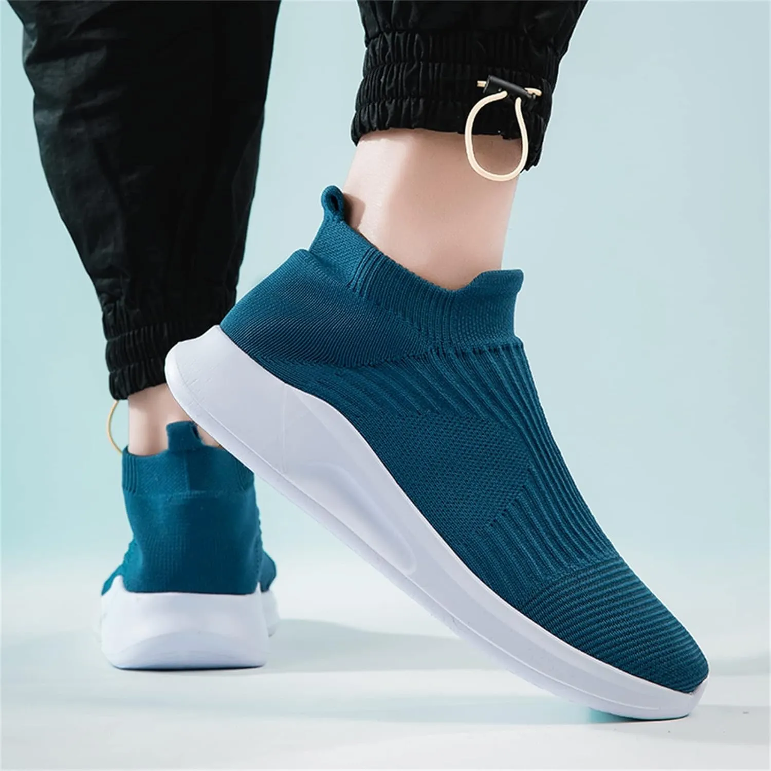Mens Loafers & Slip-Ons Fashion Spring and Summer Men Sports Shoes Flat Bottom Lightweight Slip On Fly Woven Mesh