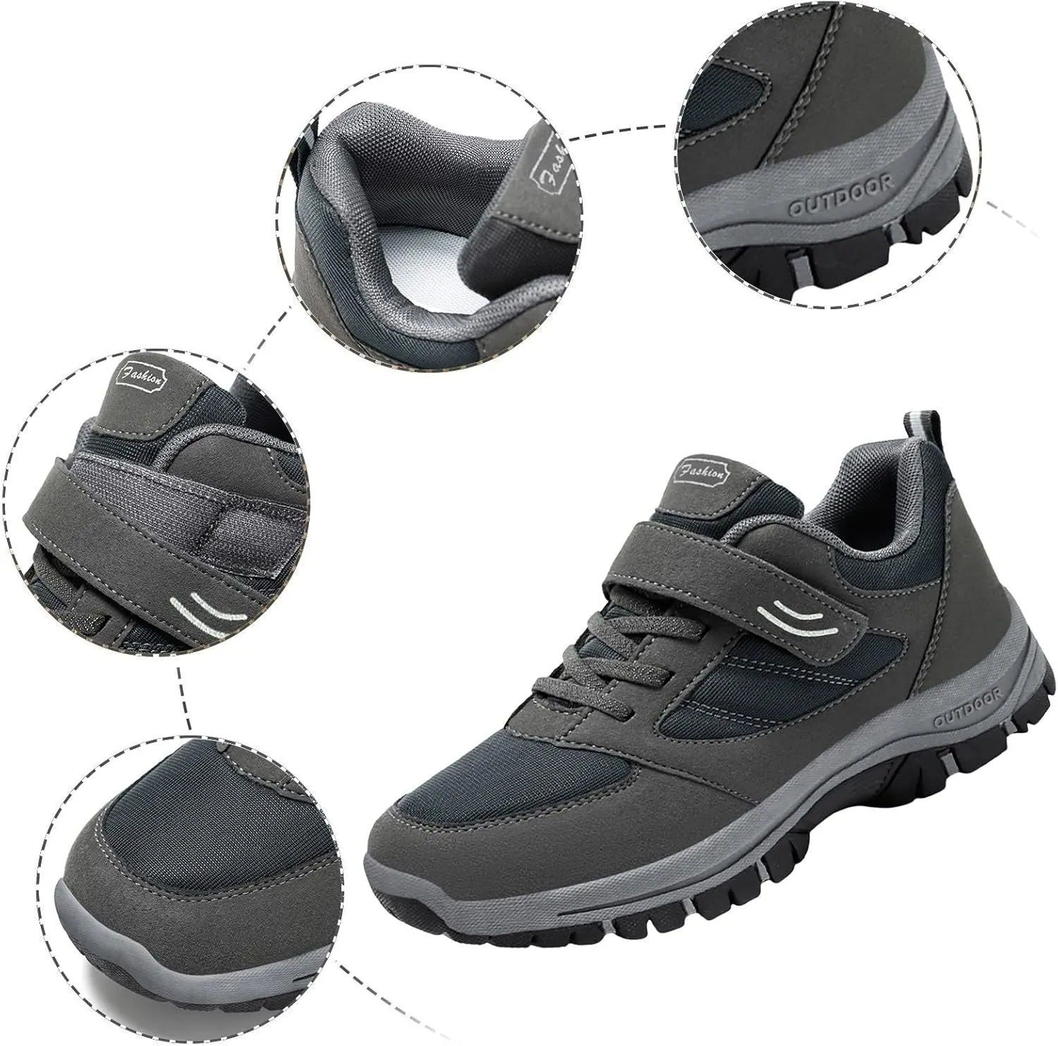 Mens Loafers & Slip-Ons Men Casual Shoes Fashionable New Pattern Solid Color Simple Thick Sole Hook Loop Four