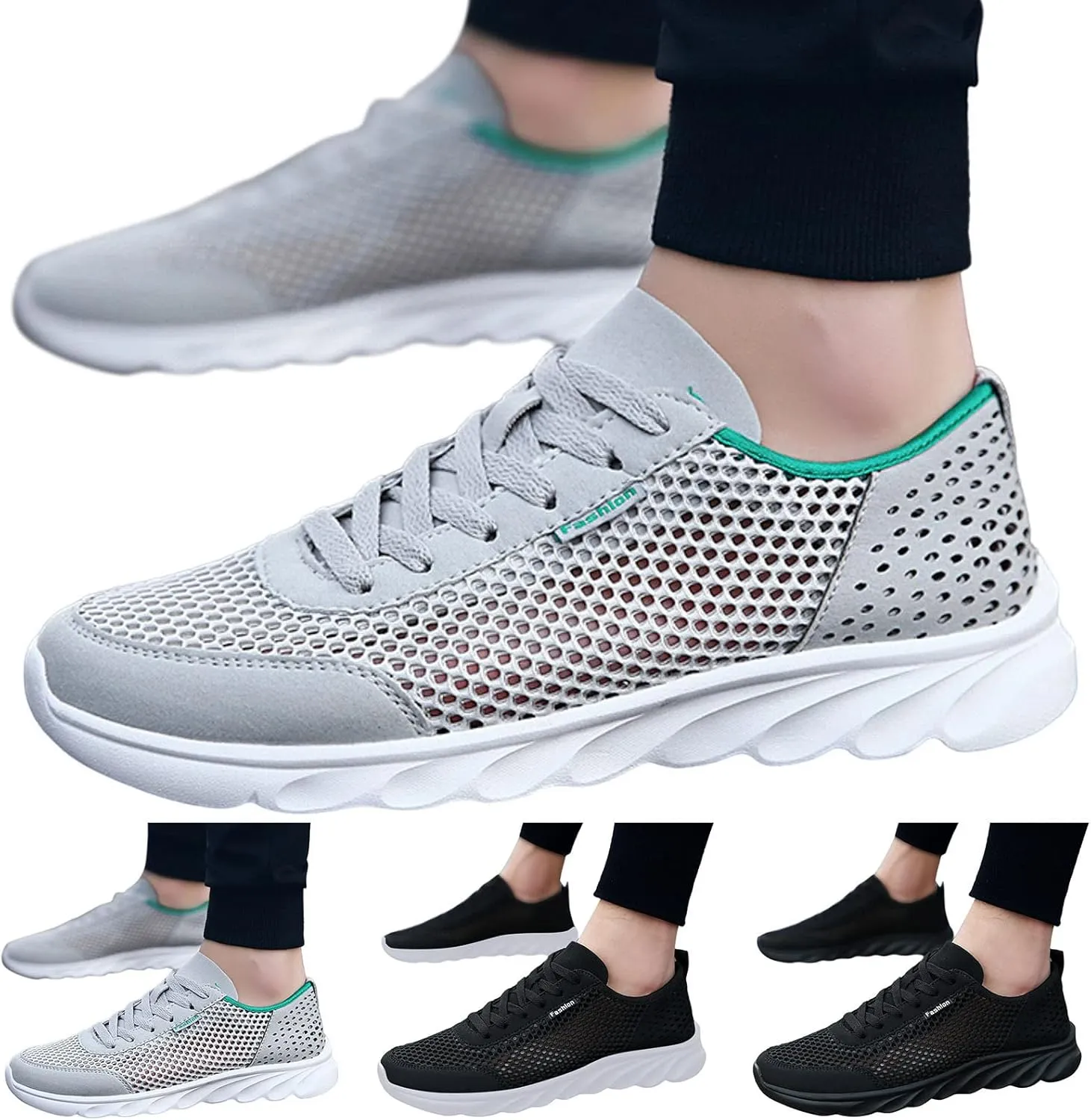 Mens Loafers & Slip-Ons Men Sports Shoes Simple Solid Color Fashion Summer New Pattern Mesh Hollow Breathable