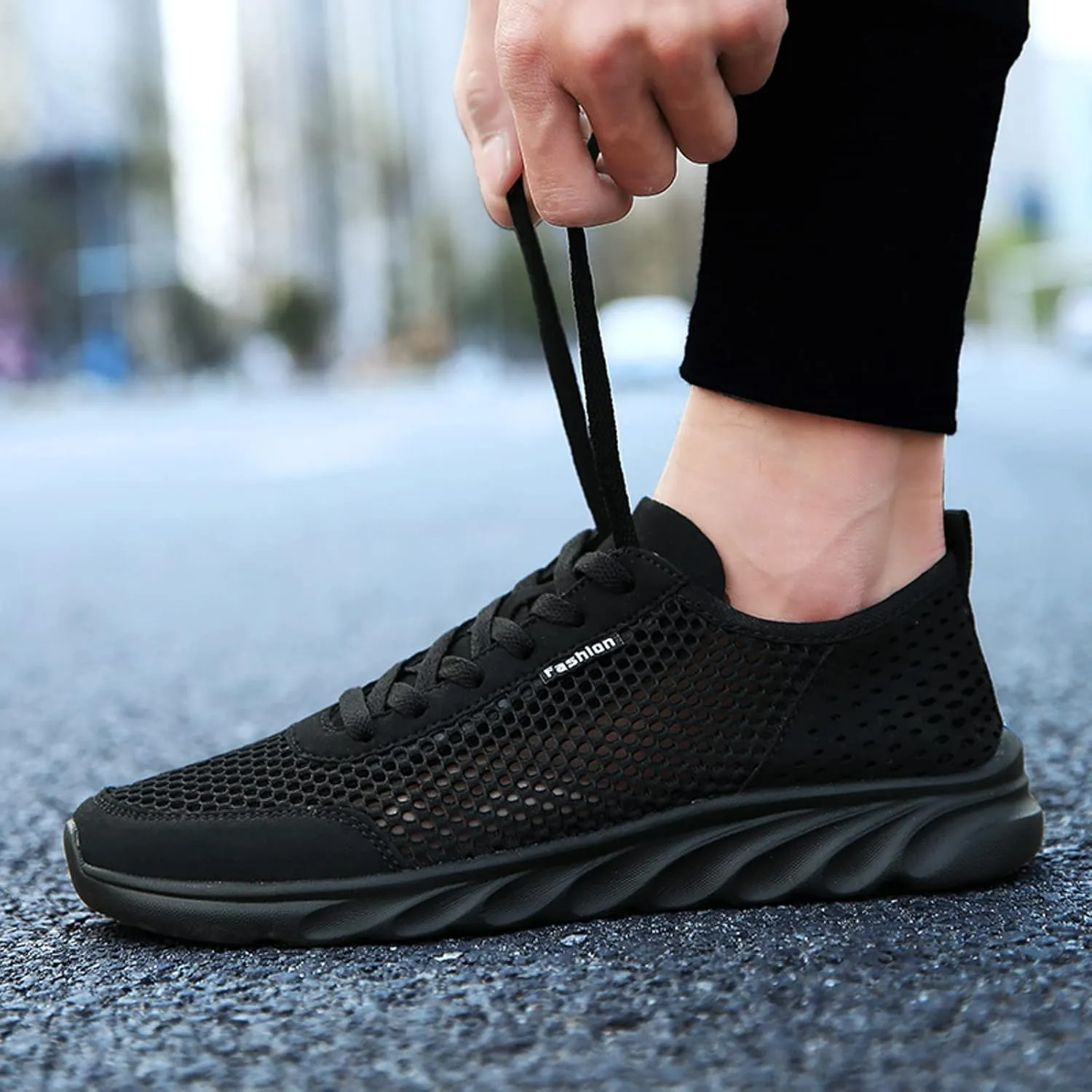 Mens Loafers & Slip-Ons Men Sports Shoes Simple Solid Color Fashion Summer New Pattern Mesh Hollow Breathable