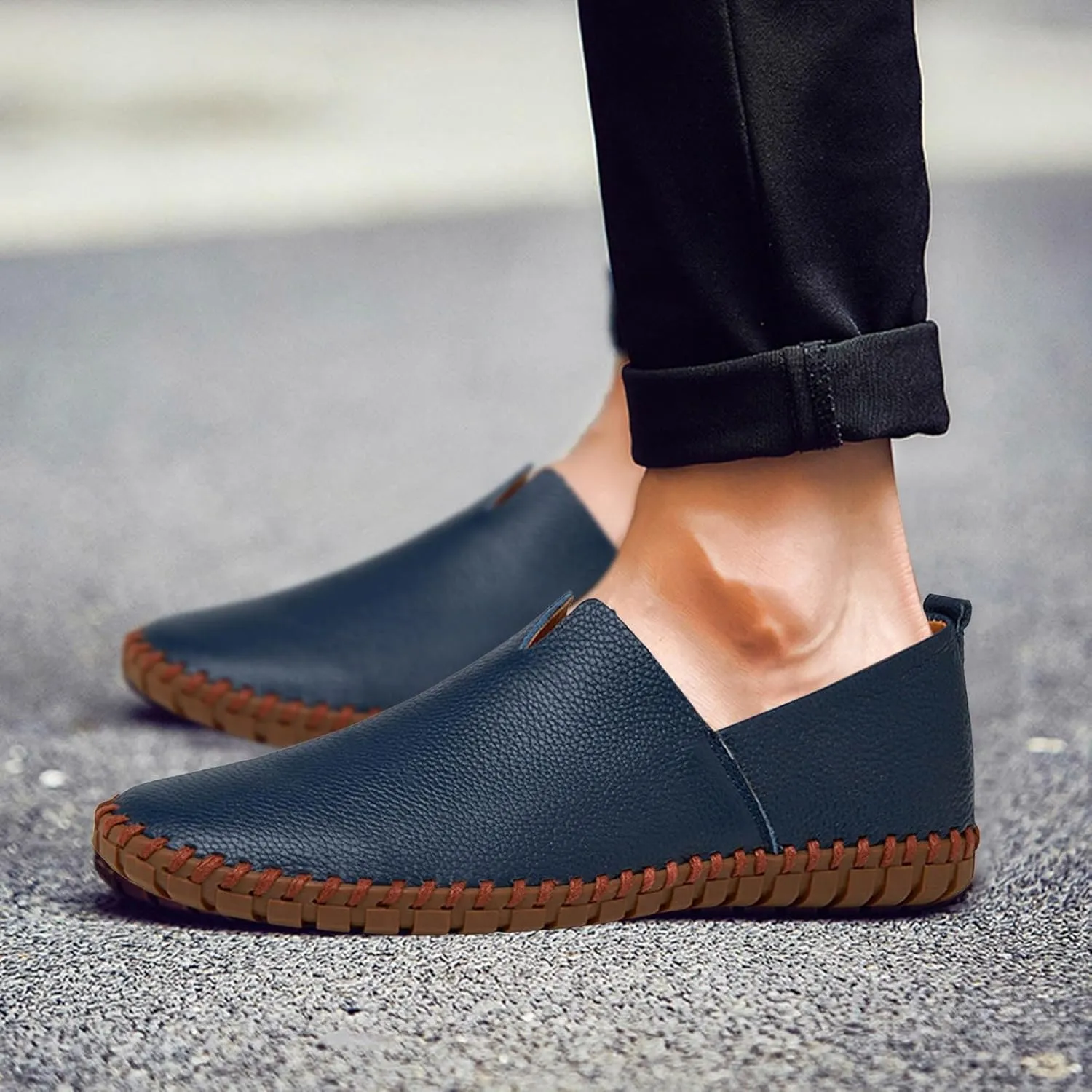 Mens Loafers & Slip-Ons Men's Slip On Loafers Fashion Breathable Flat Loafers Comfortable Slip Soft Sole Walking