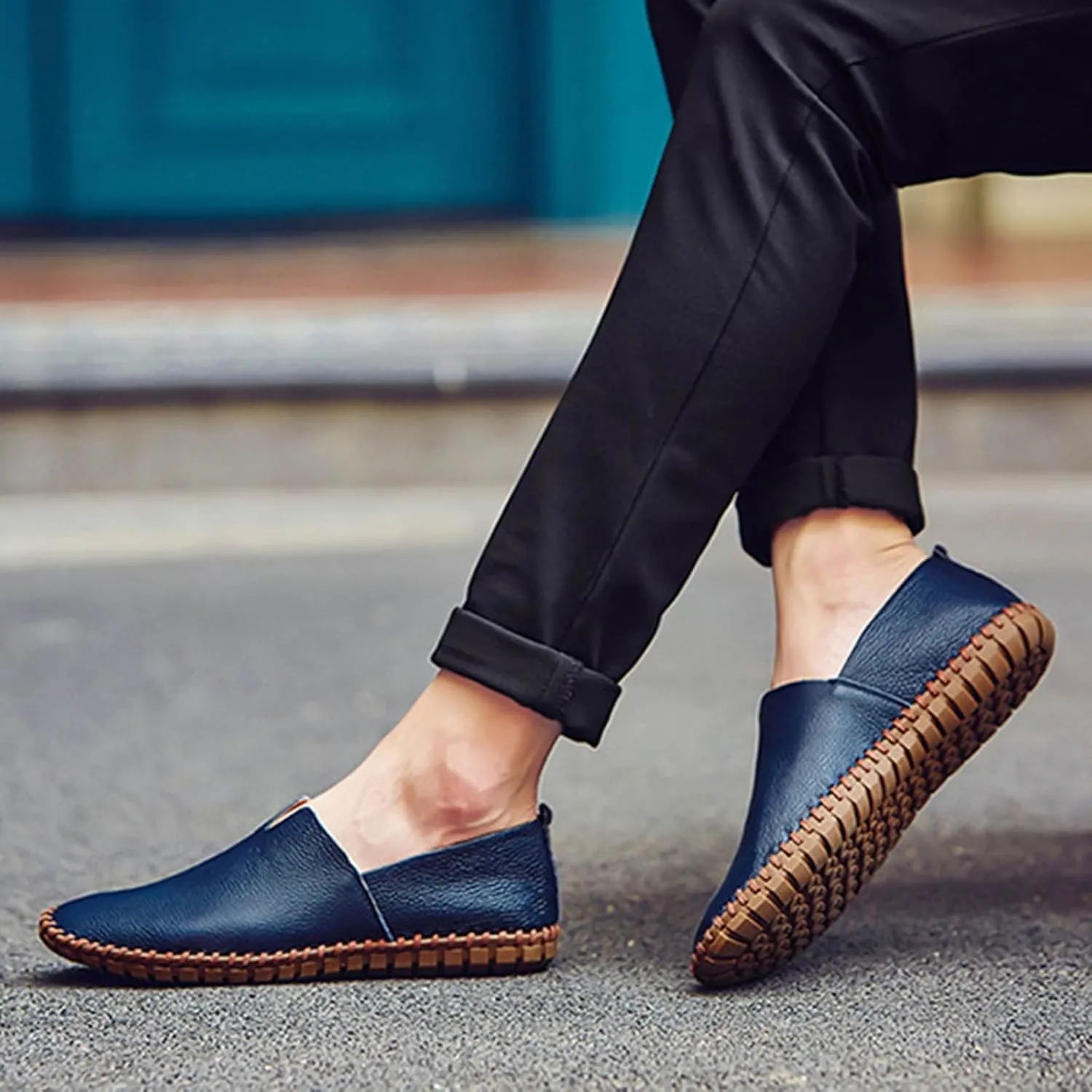 Mens Loafers & Slip-Ons Men's Slip On Loafers Fashion Breathable Flat Loafers Comfortable Slip Soft Sole Walking