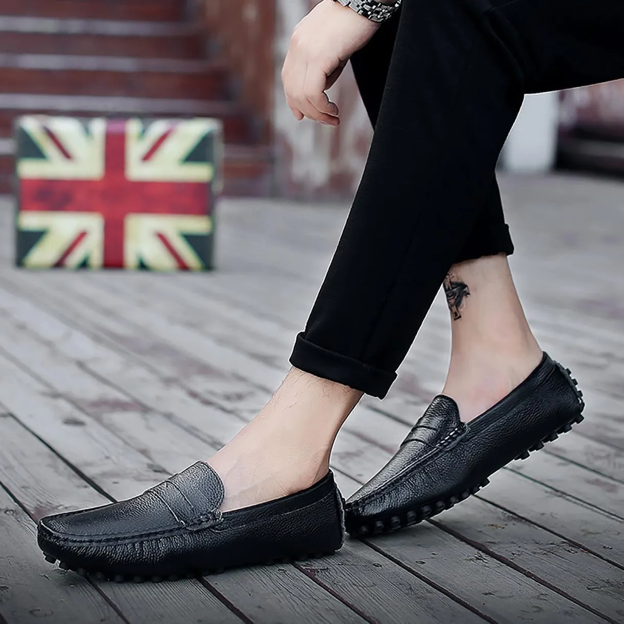 Mens Loafers Casual Silp On Leather Penny Loafers Fashion Lightweight Driving Boat Shoes for Mens