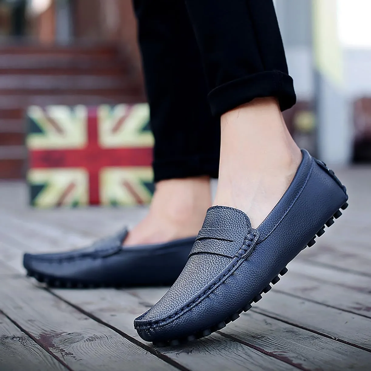 Mens Loafers Casual Silp On Leather Penny Loafers Fashion Lightweight Driving Boat Shoes for Mens