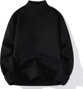 Men's Mock Turtleneck Sweater Pullover Oversized Casual Fall Winter Long Sleeve Knit Sweaters Basic Designed Jumpers