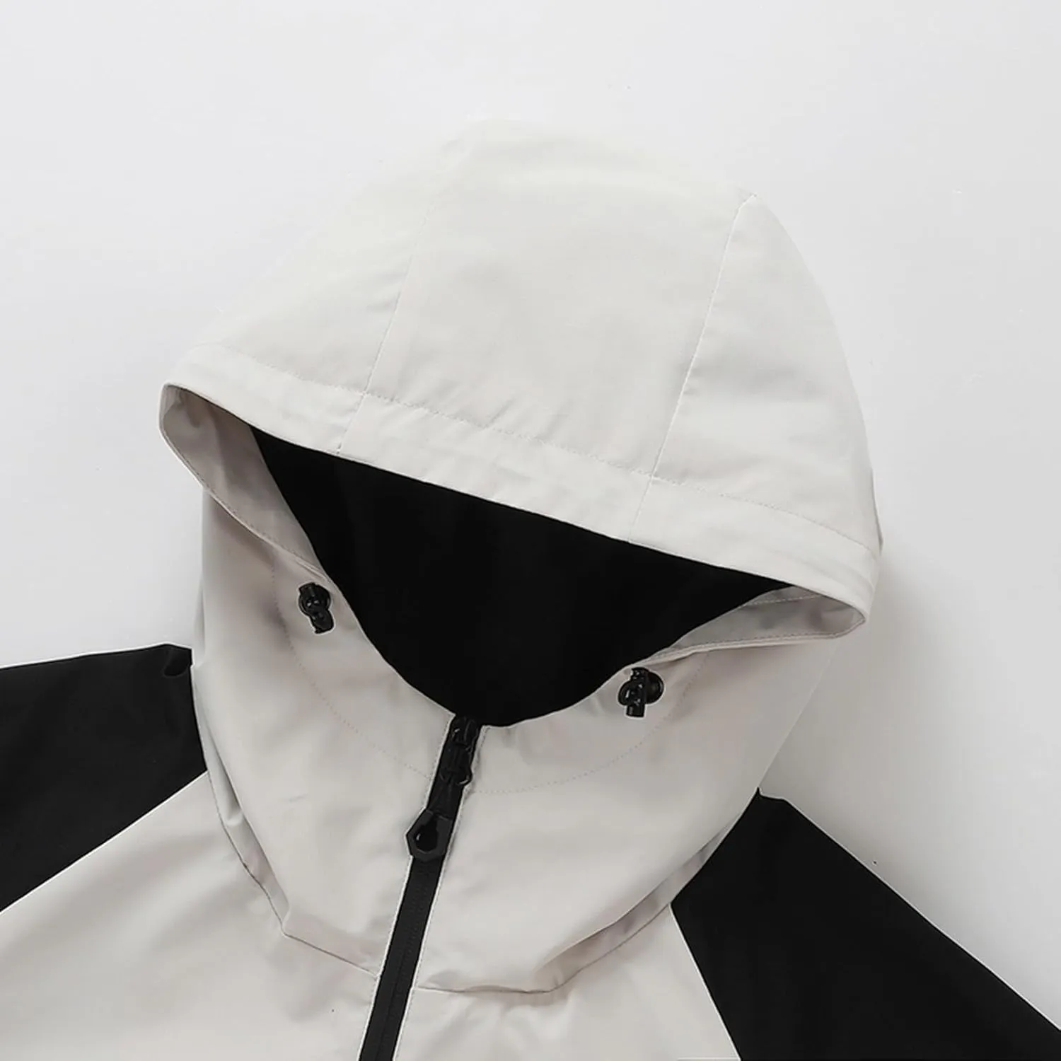 Mens Outdoor Hiking Trench Coat Color Block Windproof Hooded Jacket Breathable Athletic Running Mountaineering Suit