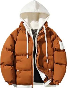 Men's Puffer Jacket Oversize Waterproof Winter Parka Jackets Warm Thicken Ski Coats Classic Patchwork Quilted Hoodie