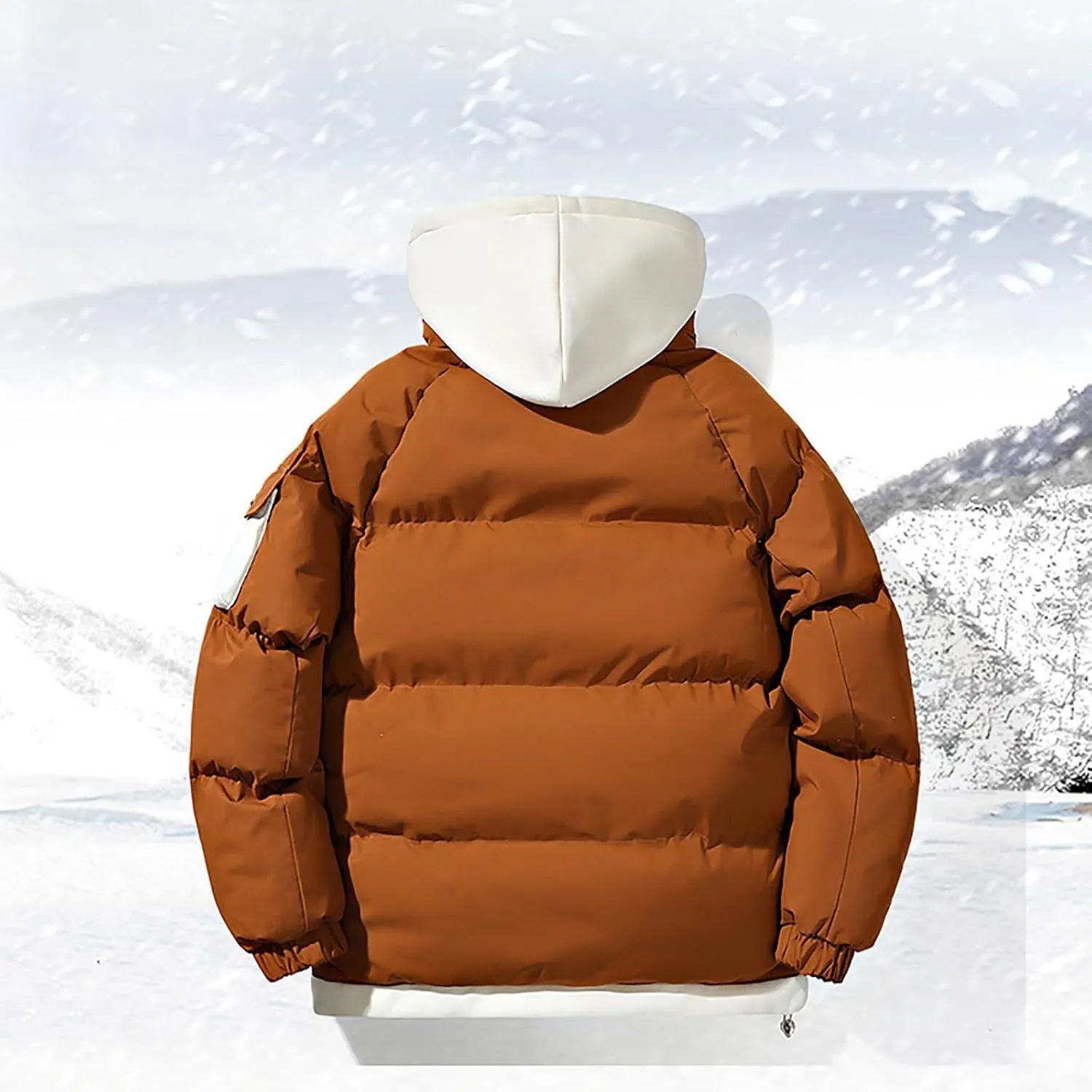 Men's Puffer Jacket Oversize Waterproof Winter Parka Jackets Warm Thicken Ski Coats Classic Patchwork Quilted Hoodie