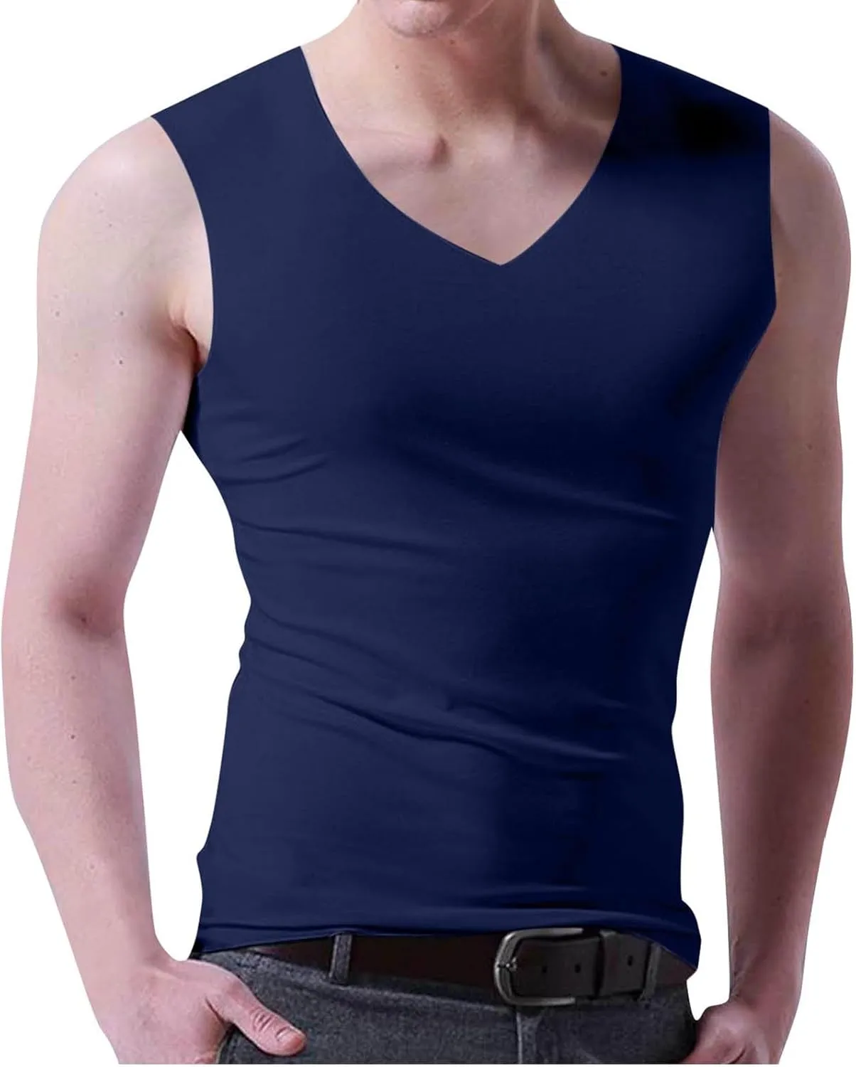 Men's Quick Dry Workout Tank Tops Breathable Comfy Gym Sleeveless Muscle V Neck Shirts for Active Gym Bodybuilding