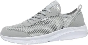 Men's Running Tennis Shoes Breathable Walking Shoes Lace Up Outdoor Casual Mesh Trainer Running (Grey, 12)