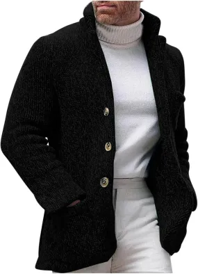 Mens Shawl Collar Cardigan Sweaters Button Down Cable Knit Patterns Plus Fleece Lined Chenille Sweaters with Pockets