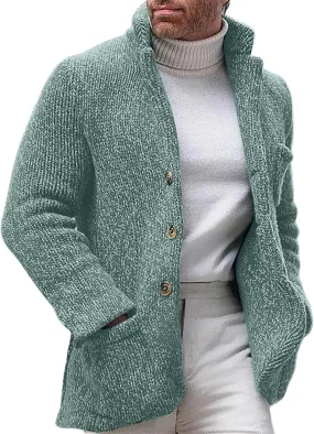 Mens Shawl Collar Cardigan Sweaters Button Down Cable Knit Patterns Plus Fleece Lined Chenille Sweaters with Pockets