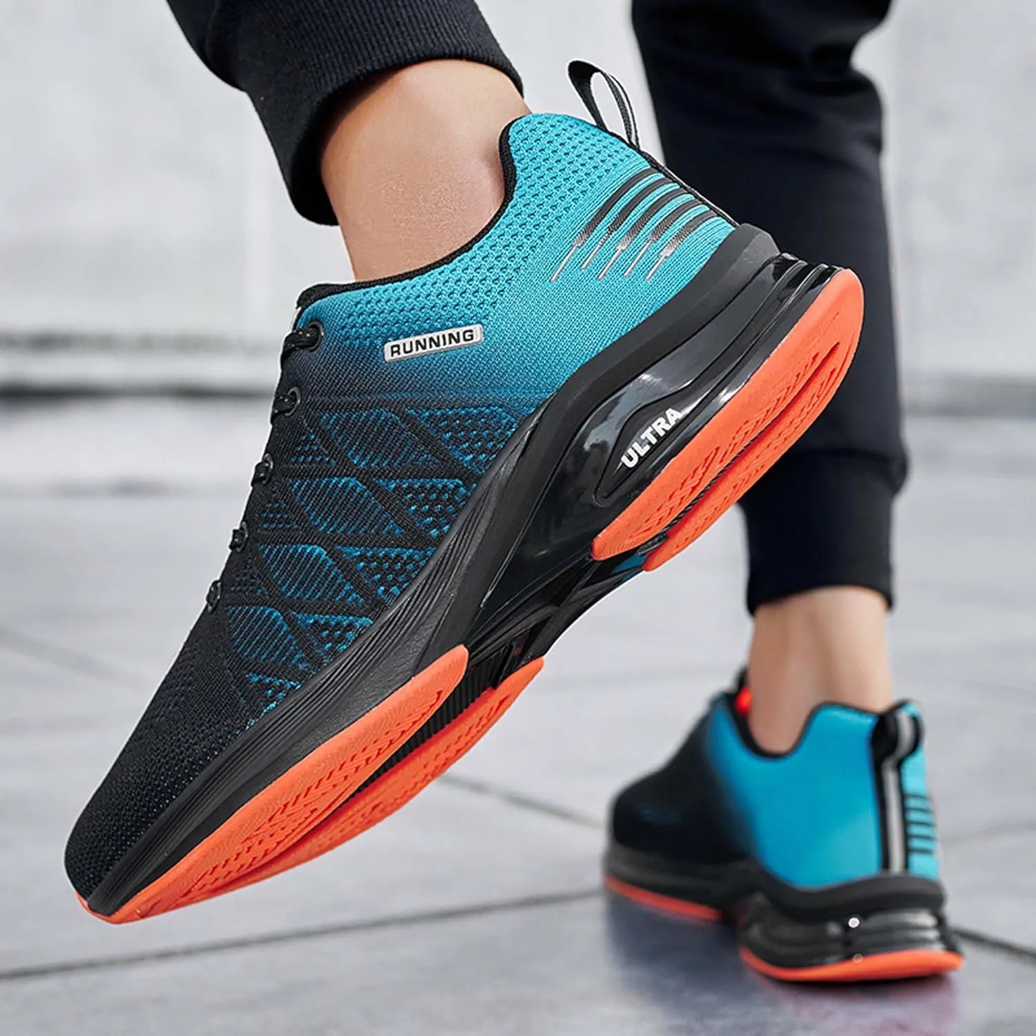Men's Sports Running Shoes Fashion Sneakers Non-Slip Breathable Road Jogging Shoes Indoor Outdoor Fitness Running Trainers Outdoor Mesh Sports Tennis Shoes