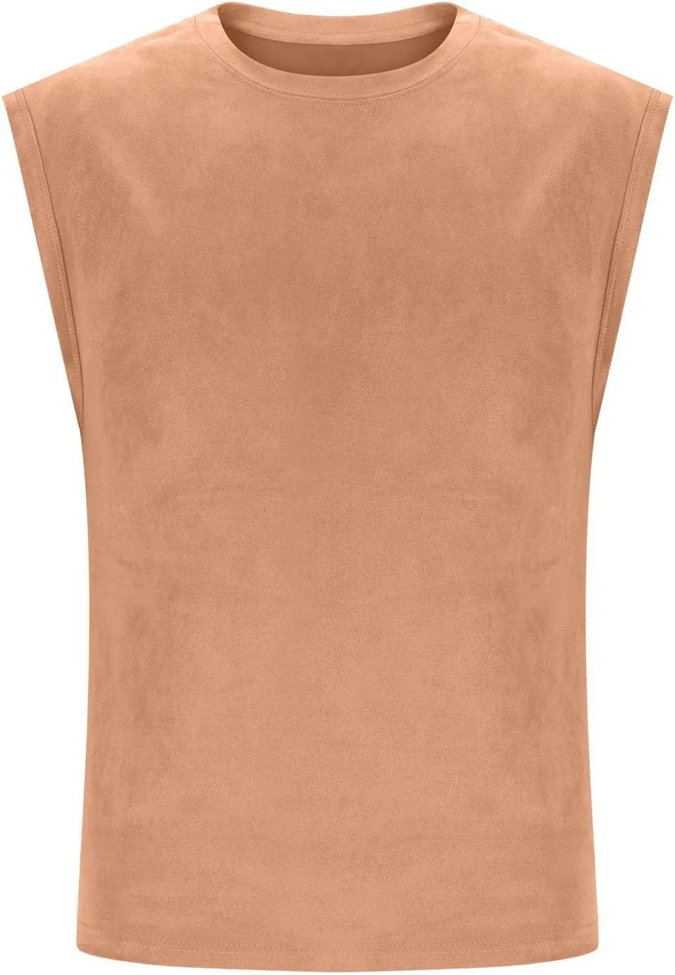 Men's Suede Tank Top Sports Pullover Round Neck Fitness Gym Running Athletic Sleeveless Tops Bodybuilding Muscle