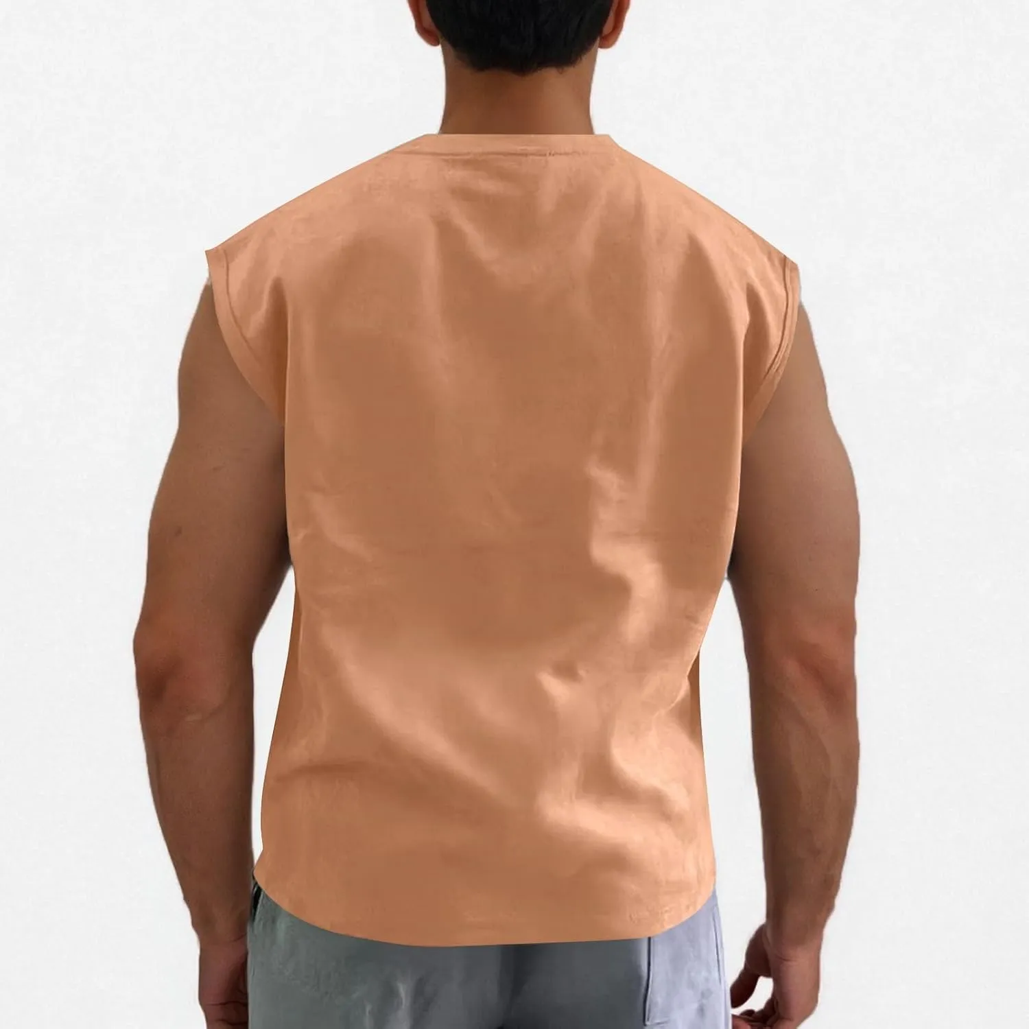 Men's Suede Tank Top Sports Pullover Round Neck Fitness Gym Running Athletic Sleeveless Tops Bodybuilding Muscle