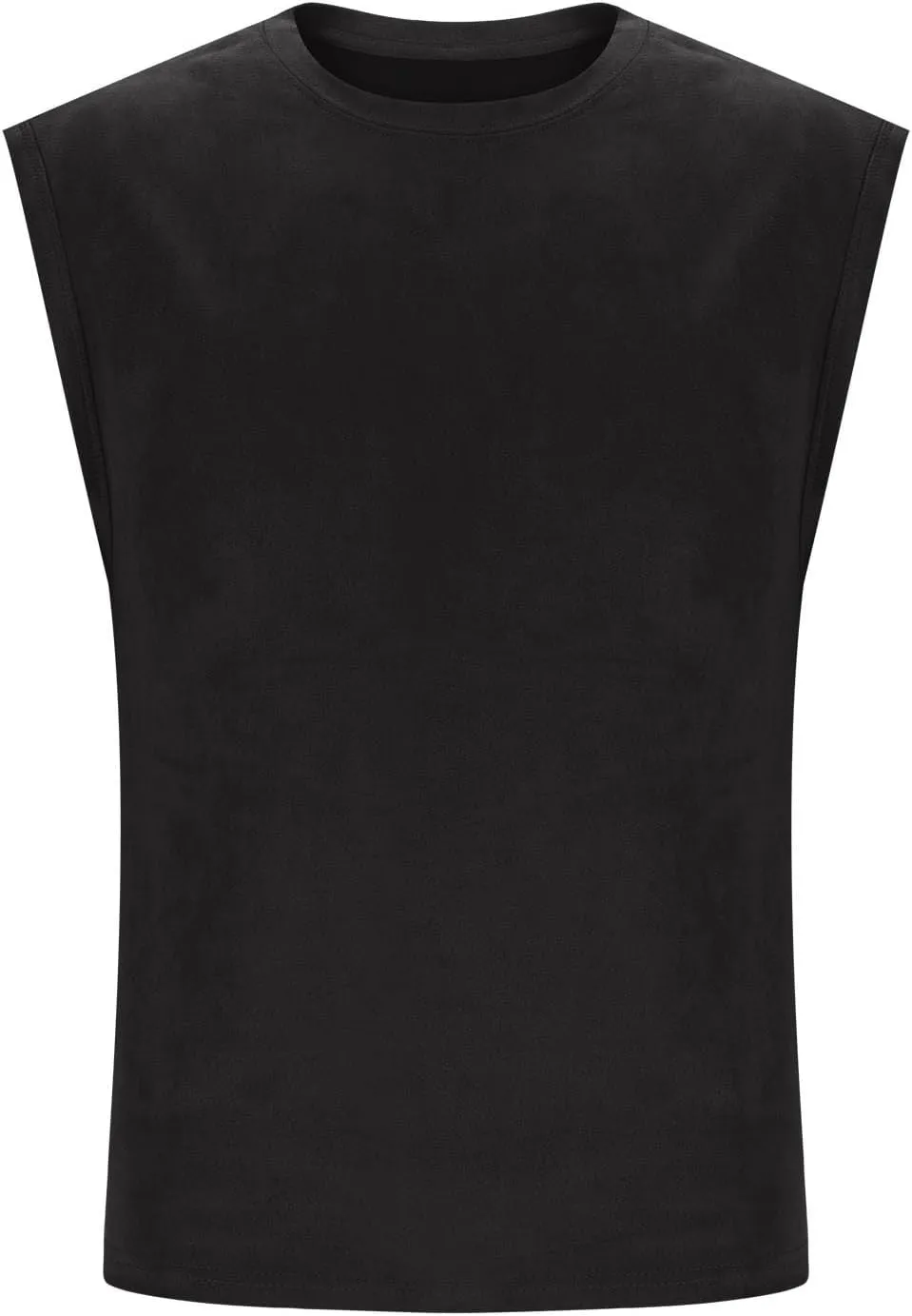 Men's Suede Tank Top Sports Pullover Round Neck Fitness Gym Running Athletic Sleeveless Tops Bodybuilding Muscle