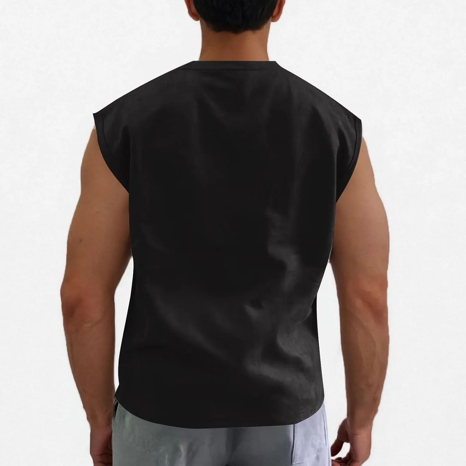 Men's Suede Tank Top Sports Pullover Round Neck Fitness Gym Running Athletic Sleeveless Tops Bodybuilding Muscle