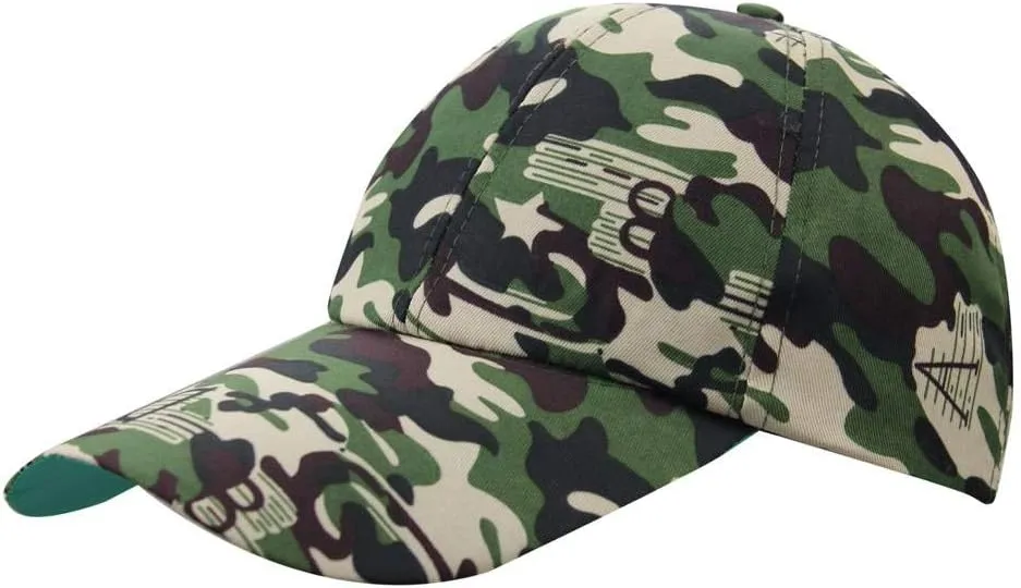 Mens Summer Camo Army Military Peaked Golf Runner Long Brim Sun Baseball Cap Hat