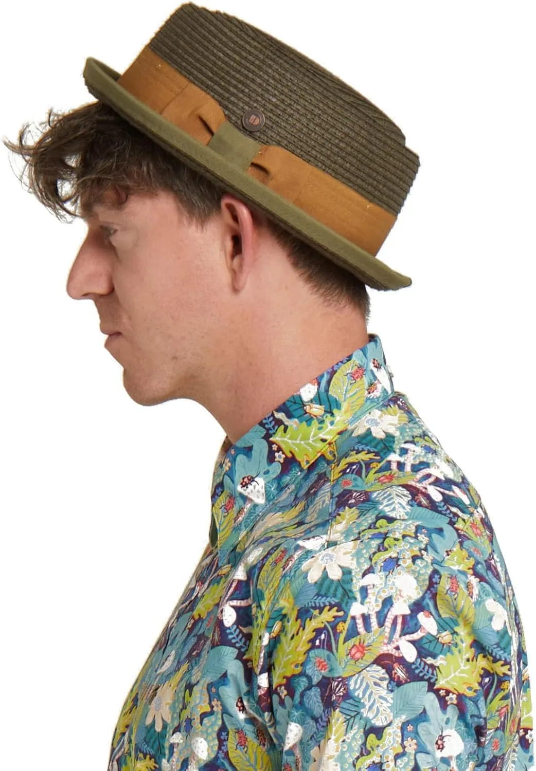 Mens Summer Paper Straw Skimpy Brim Retro Porkpie Hat