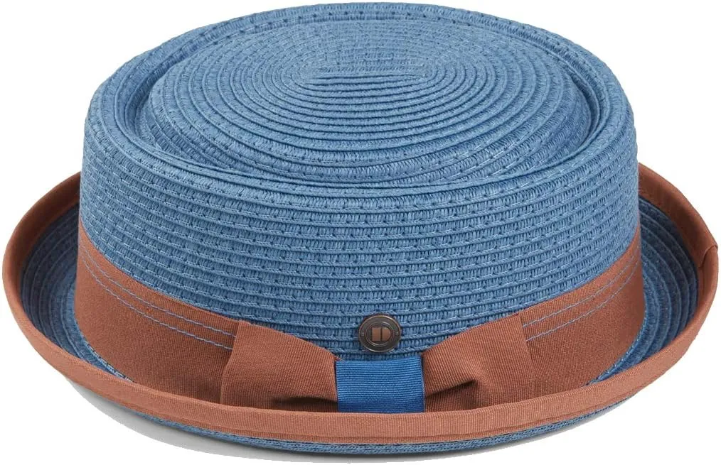 Mens Summer Paper Straw Skimpy Brim Retro Porkpie Hat