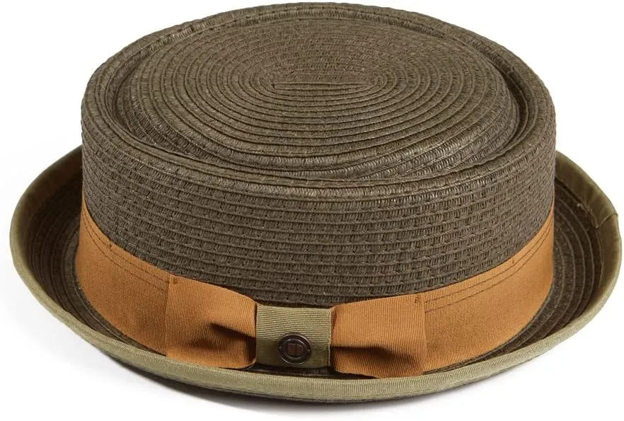 Mens Summer Paper Straw Skimpy Brim Retro Porkpie Hat