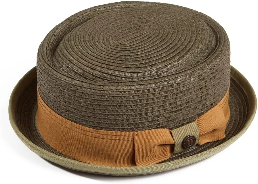 Mens Summer Paper Straw Skimpy Brim Retro Porkpie Hat