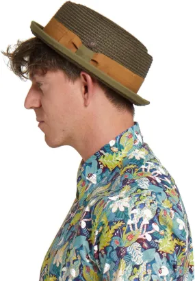 Mens Summer Paper Straw Skimpy Brim Retro Porkpie Hat
