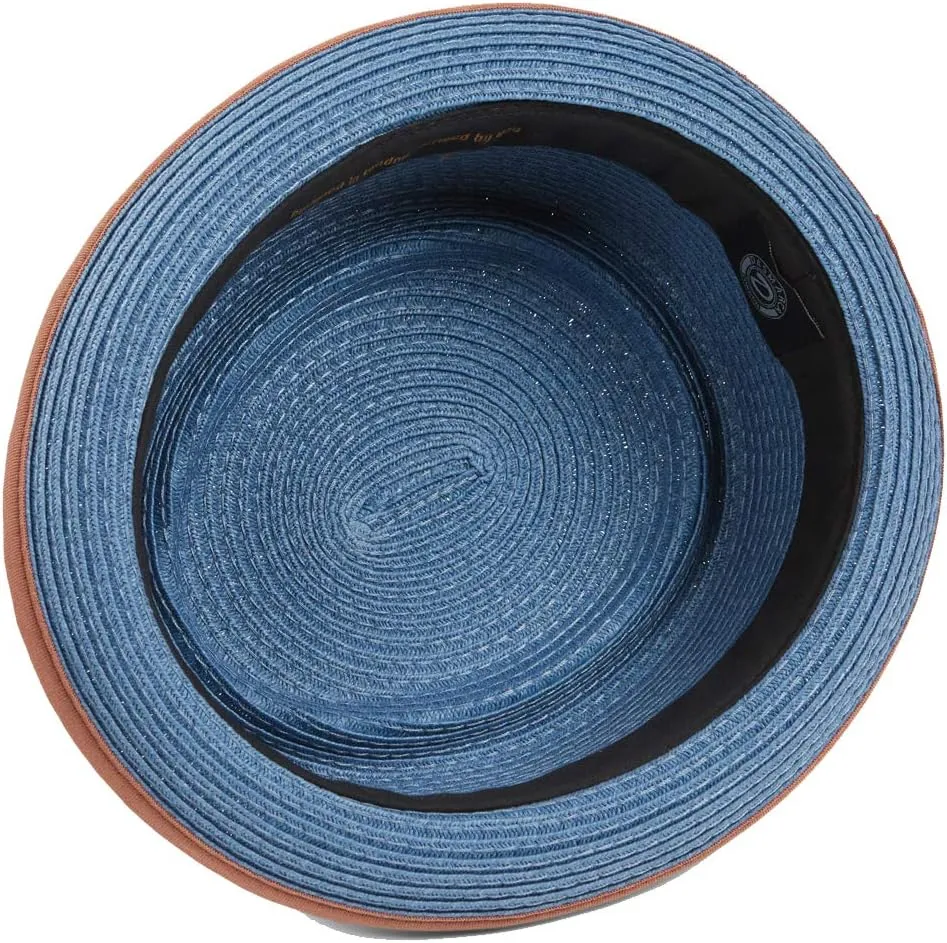 Mens Summer Paper Straw Skimpy Brim Retro Porkpie Hat