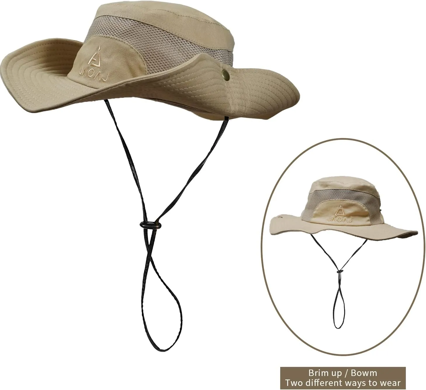 Mens Sun Hat Wide Brim Summer Safari Hat, Cotton Fishing Boonie Hat UV Hats, Mesh Bucket Gardening Hats