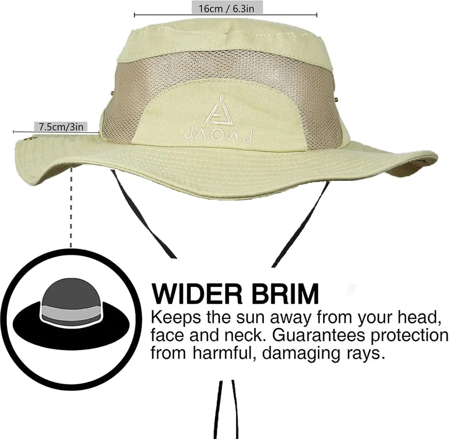 Mens Sun Hat Wide Brim Summer Safari Hat, Cotton Fishing Boonie Hat UV Hats, Mesh Bucket Gardening Hats