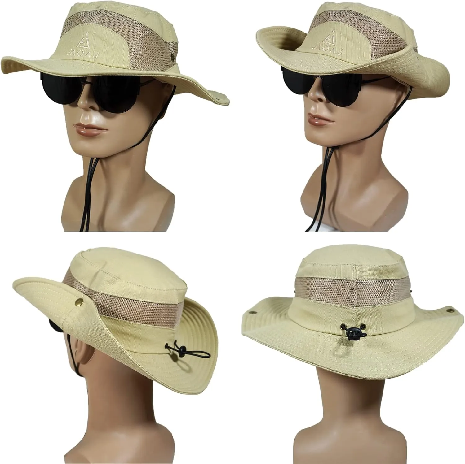 Mens Sun Hat Wide Brim Summer Safari Hat, Cotton Fishing Boonie Hat UV Hats, Mesh Bucket Gardening Hats