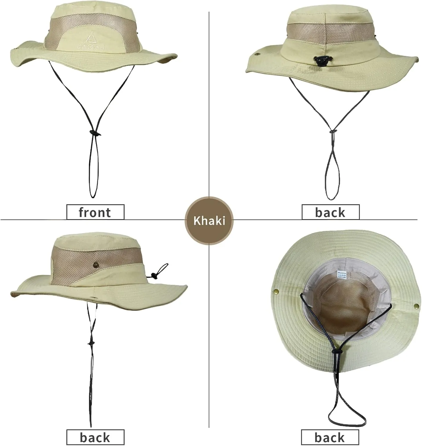 Mens Sun Hat Wide Brim Summer Safari Hat, Cotton Fishing Boonie Hat UV Hats, Mesh Bucket Gardening Hats